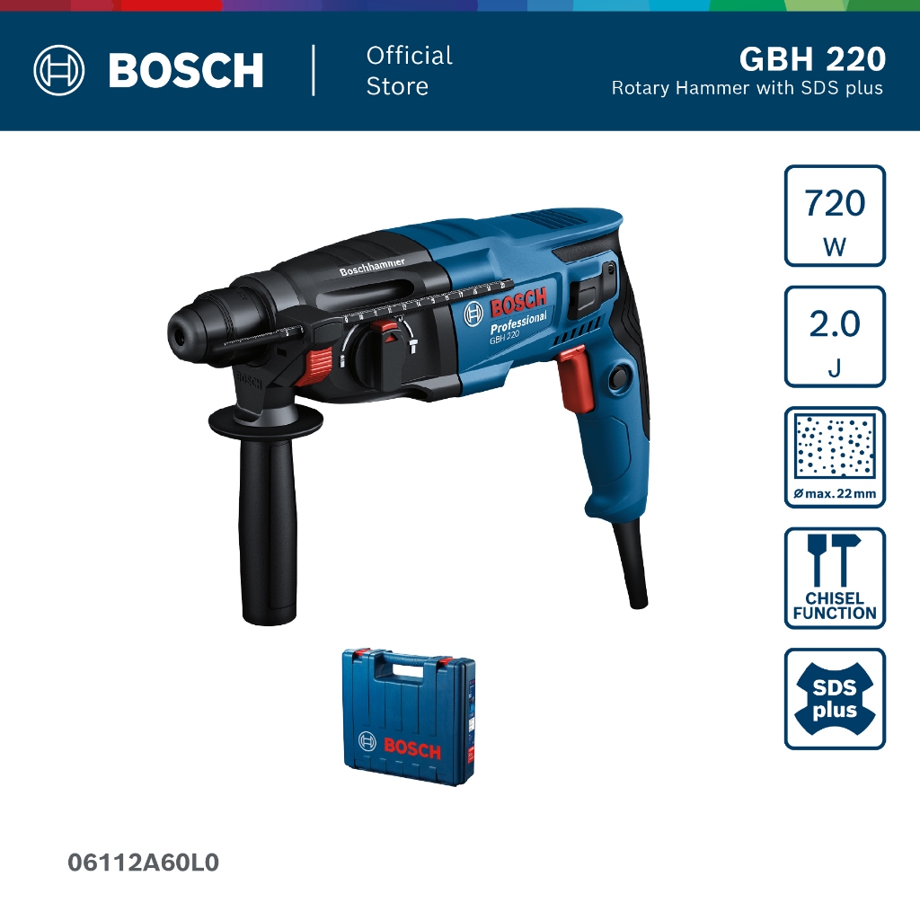 BOSCH GBH 220 Professional Rotary Hammer - 06112A60L0