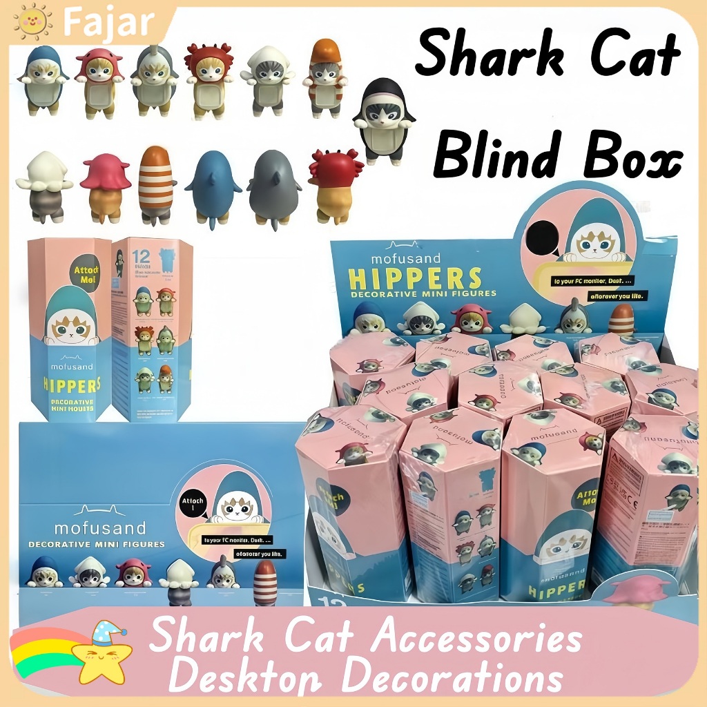 Sonny Angel Mofusand Hippers Series Cats Blind Box Shark Cat Action Figurine Toy Doll Desktop Decorations Ornament Gift