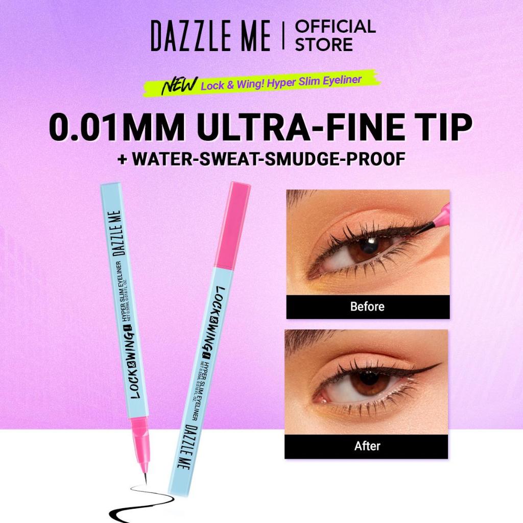 [Ready Stock] DAZZLE ME Lock & Wing! Hyper Slim Eyeliner - 24H Hi-Black Intensity & Waterproof [Kalis Air & Tahan Lama]