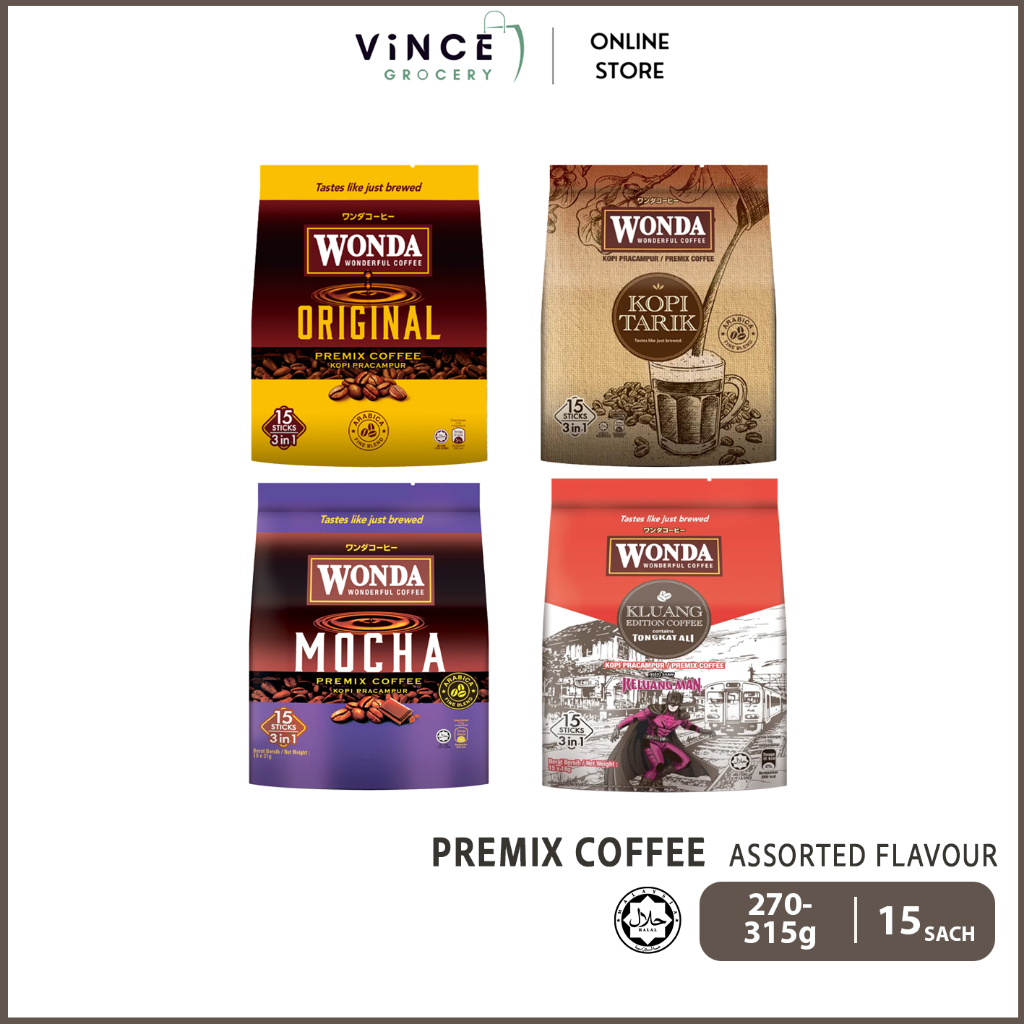 WONDA 3 In 1 Premix Coffee (Original / Kopi Tarik / Mocha / Tongkat Ali) | 15's