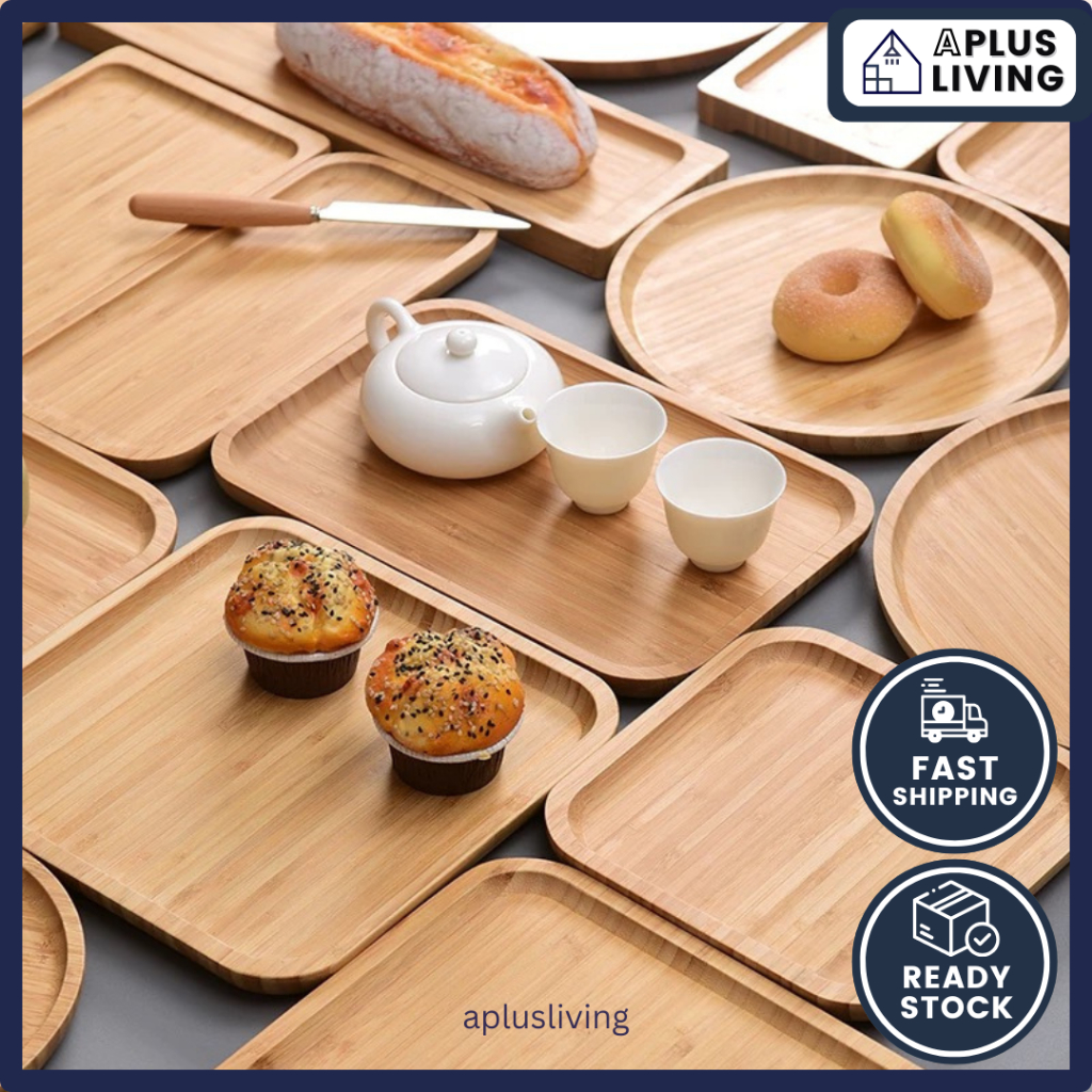 Bamboo Serving Tray Eco-Friendly Multi-Functional Tray Decoration Tray Food Serving Tray Dulang Kayu Semula Jadi