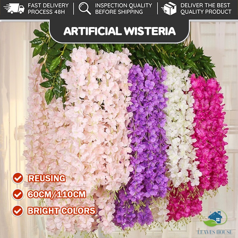 60/110cm Artificial Flowers Garden Wisteria Flower Floral Bouquet Decorations Bright Colors Wedding Decoration Flowers