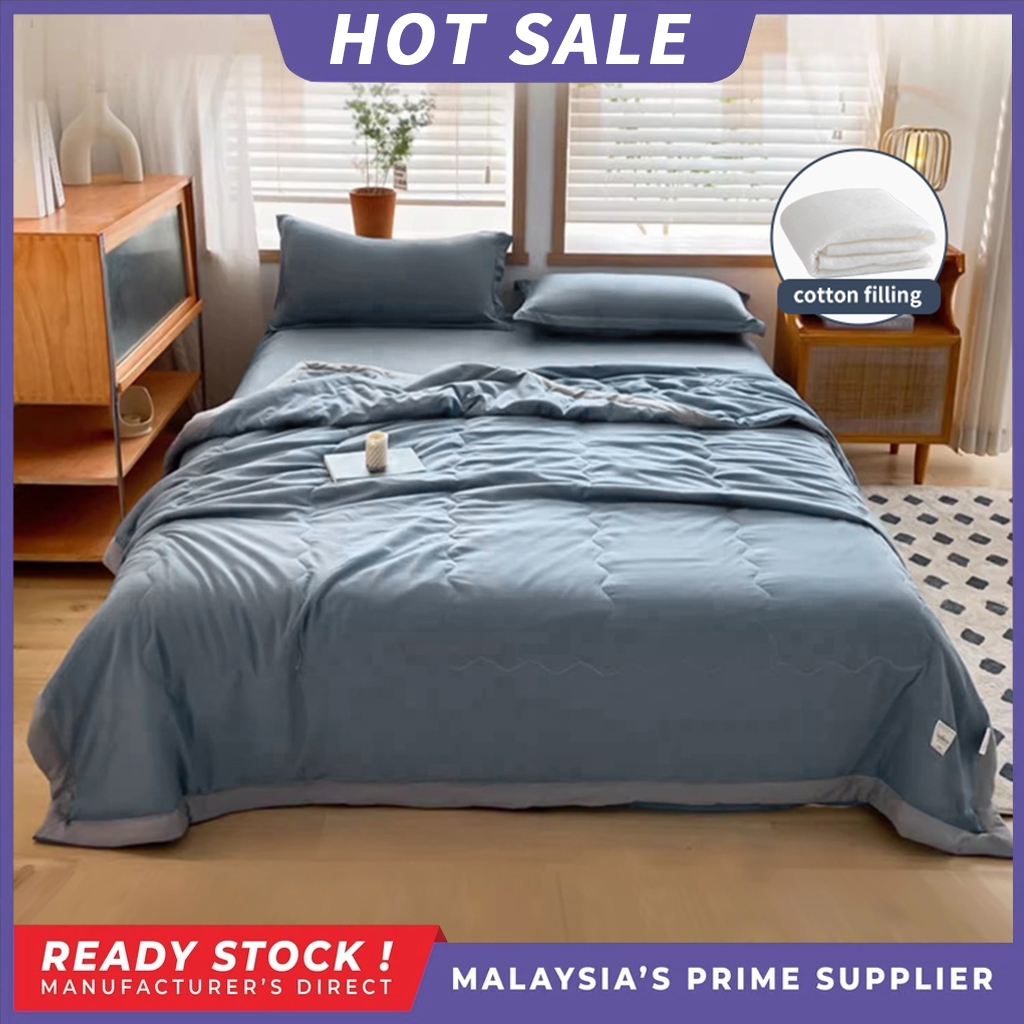 【Happyqy】COTTON BLANKET QUILT SOFT COMFORTER KING SIZES 200*230cm WASHABLED COTTON QUILT SELIMUT SINGLE SIZE 150*200cm