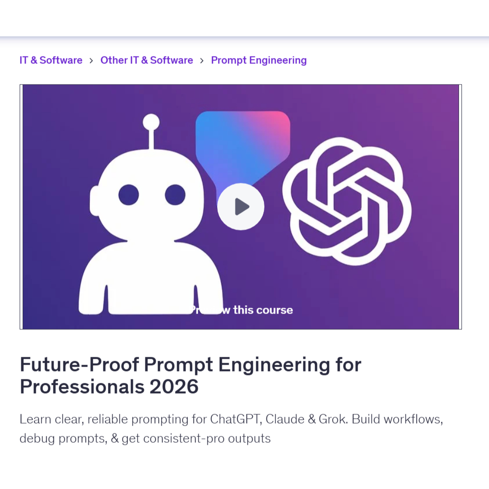 Ai Prompt Video Course-Future-Proof Prompt Engineering for Professionals 2026 | Learn AI Prompt Video Lessons