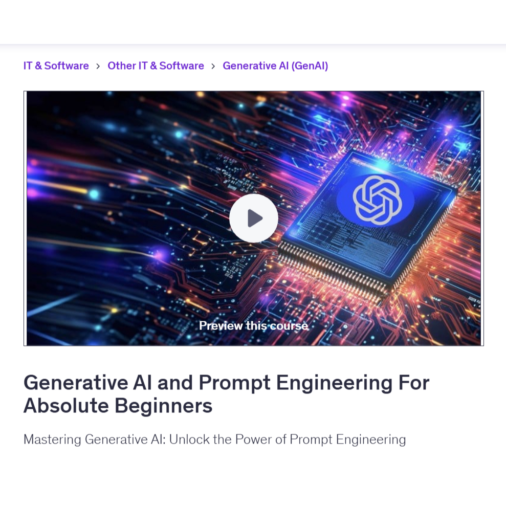Ai Prompt Video Course- Generative AI And Prompt Engineering For Absolute Beginners | Learn AI Prompt Video Lessons