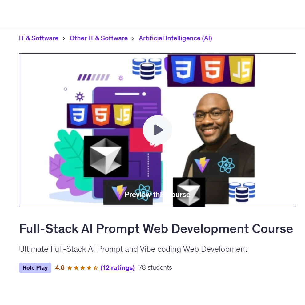 Ai Prompt Video Course- Full Stack AI Prompt/Vibe coding Developer from Zero to Pro | Learn AI Prompt Video Lessons