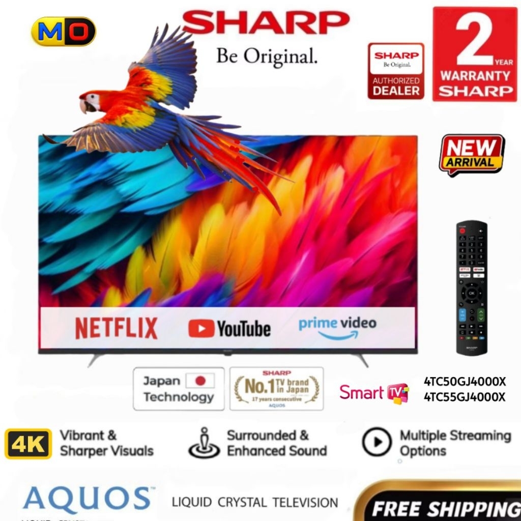 [NEW] SHARP 50-55" Inch AQUOS 4K LED Smart TV Ultra HD Television | Easy Smart TV | Digital TV Youtube Netflix