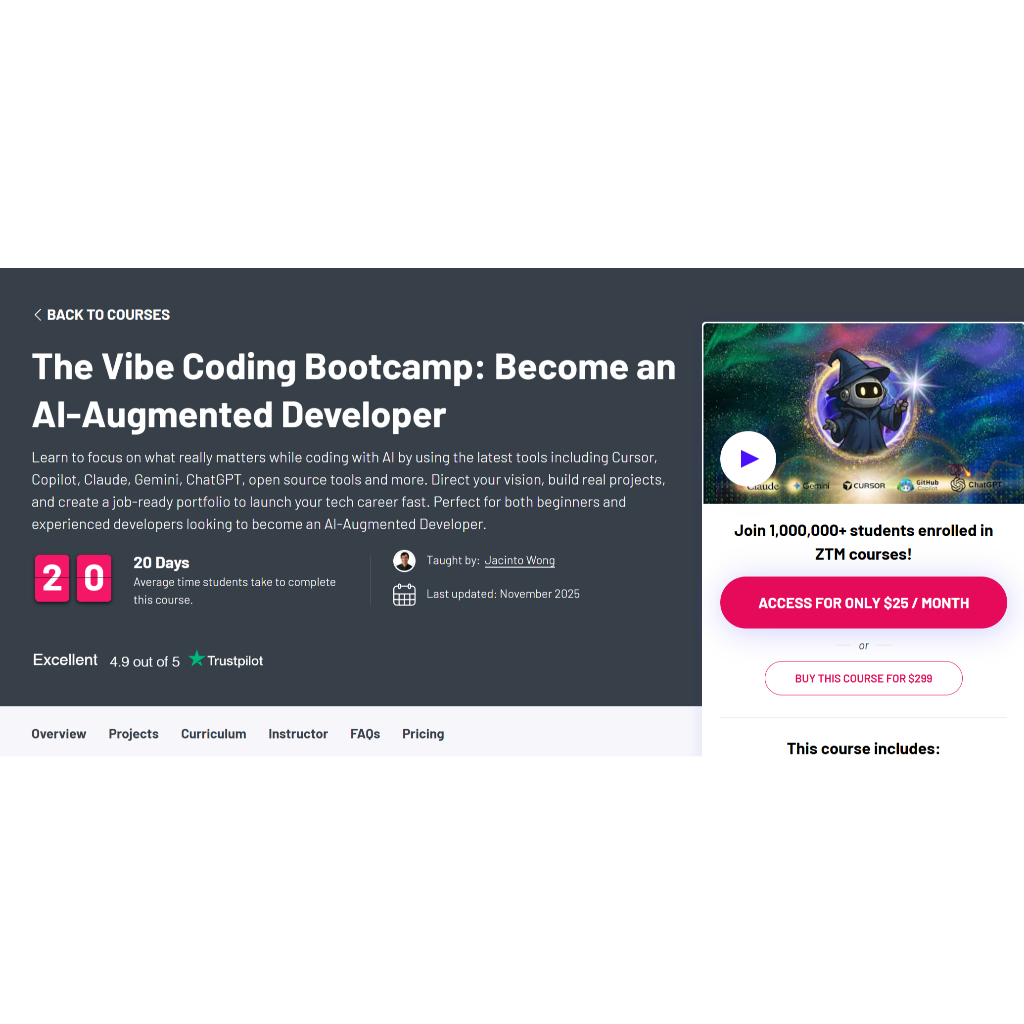 Vibe Coding Video Course- ZerotoMastery - The Vibe Coding Bootcamp: Become an AI-Augmented Developer | Coding With Ai
