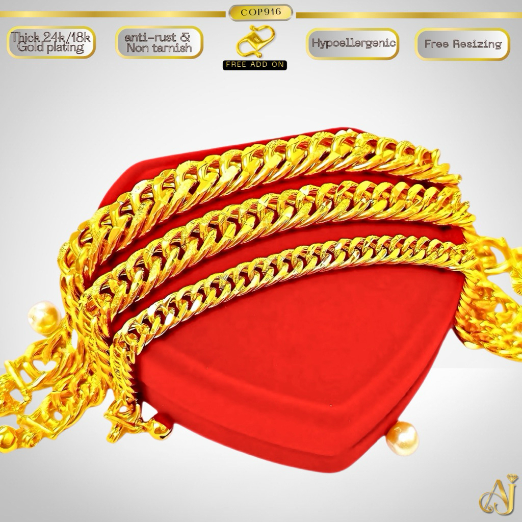 ?GELANG TANGAN LIPAN (cangkuk S) COP916 ?Persis Emas Ori bracelet Jewelry Emas Sadur Titanium Korea