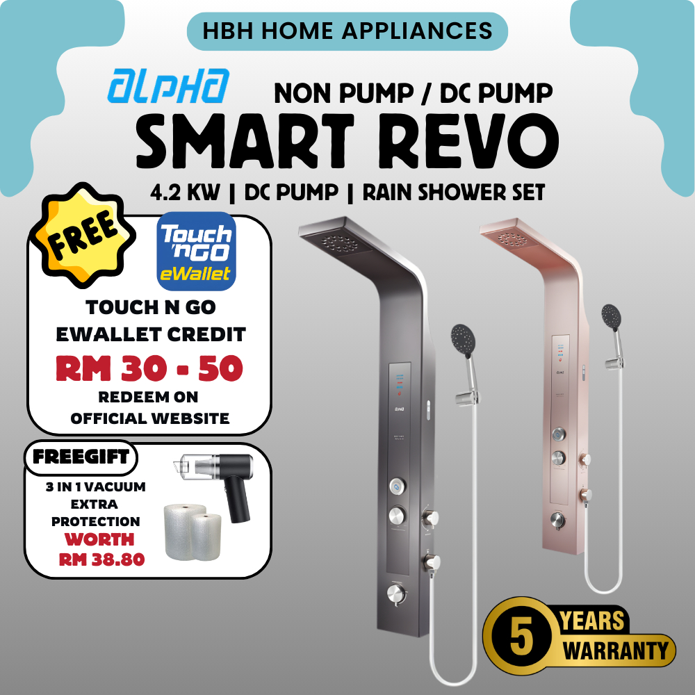 【ALPHA SMART REVO E/I】Alpha Instant Water Heater / Pemanas Air Segera / With Shower Set / Safety ELCB / 5 Years Warranty