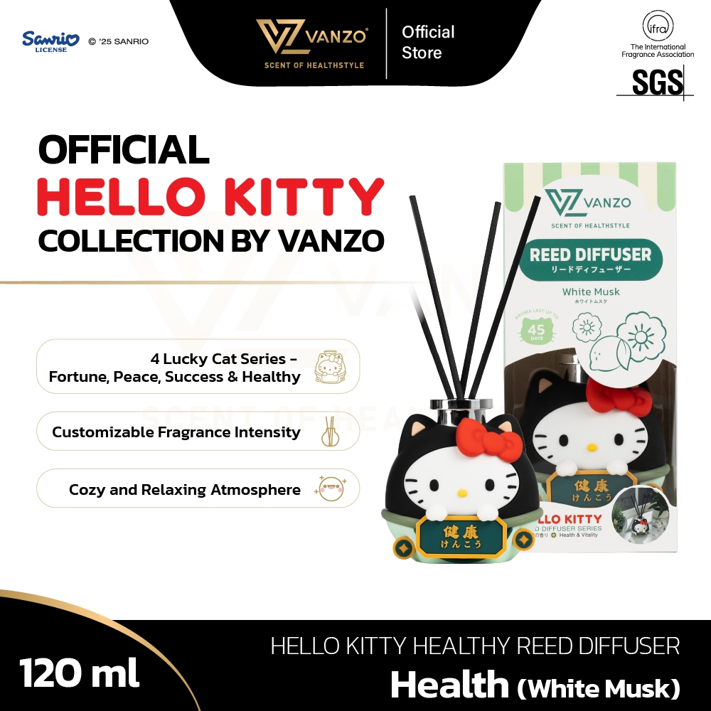 VANZO Hello Kitty Healthy Reed Diffuser - Health / White Musk (120ml)