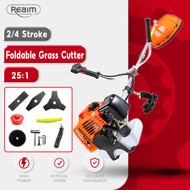REAIM Mesin Potong Rumput Grass Cutter 2/4 Stroke Gasoline Heavy Duty Separable Pole Rod