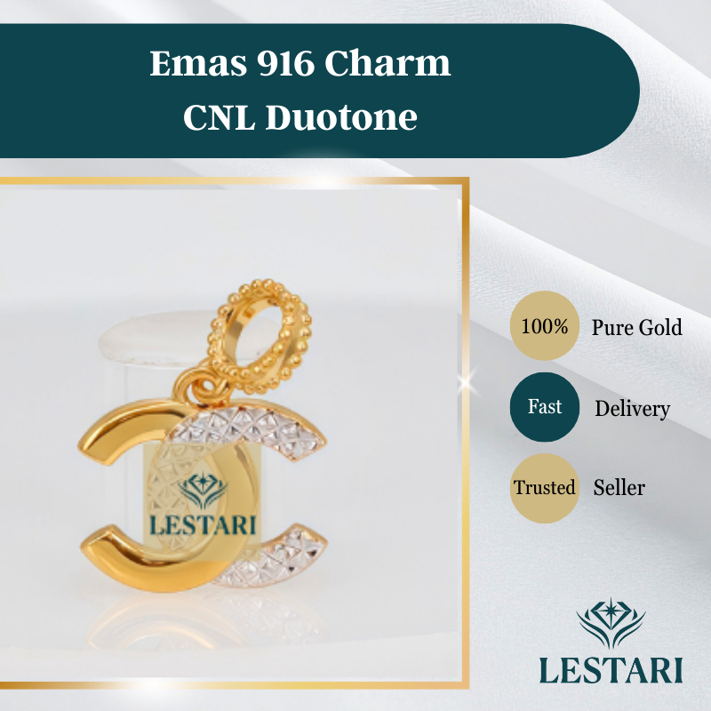 Emas 916 Charm Channel Duotone I Gold 916 Channel Duotone Charm｜916黄金双色香奶奶吊坠手串