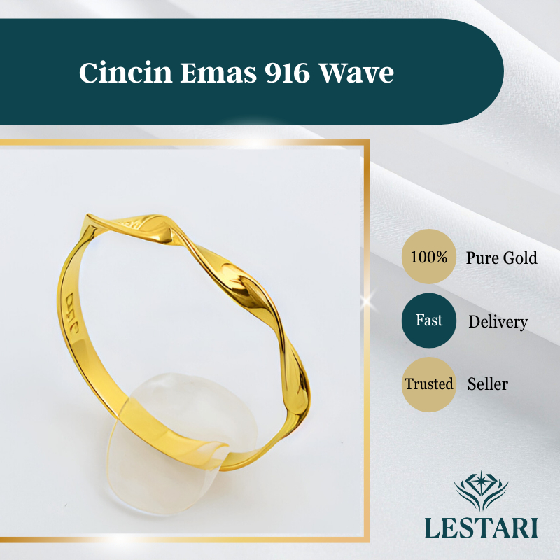 Cincin Emas 916 Wave I 916 Gold Ring Wave｜916黄金轻奢简单波浪戒指