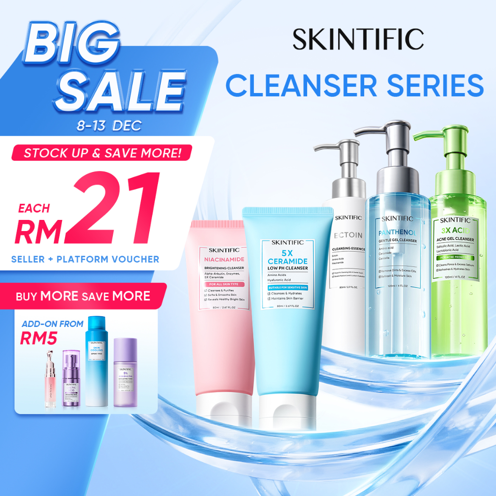 【SKINTIFIC Cleanser Series】Cleanser Gentle Cleanse Acne care Brighten Senstive Hydrating Smoothing Face Wash Oil Control