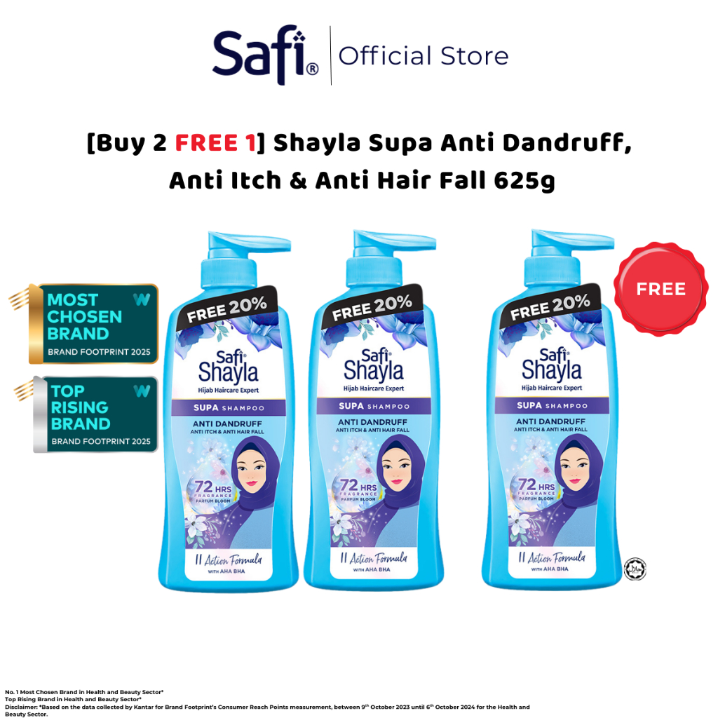 [Buy2Free1] Safi Shayla Supa Shampoo Anti Dandruff, Anti Itch & Anti Hairfall 625g | Hijab Scalp Car