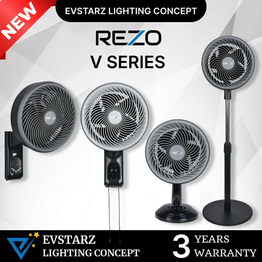 REZO V8 Series 8 inches Wall Fan Remote Control / Stand Fan / Table Fan with 3 Speeds
