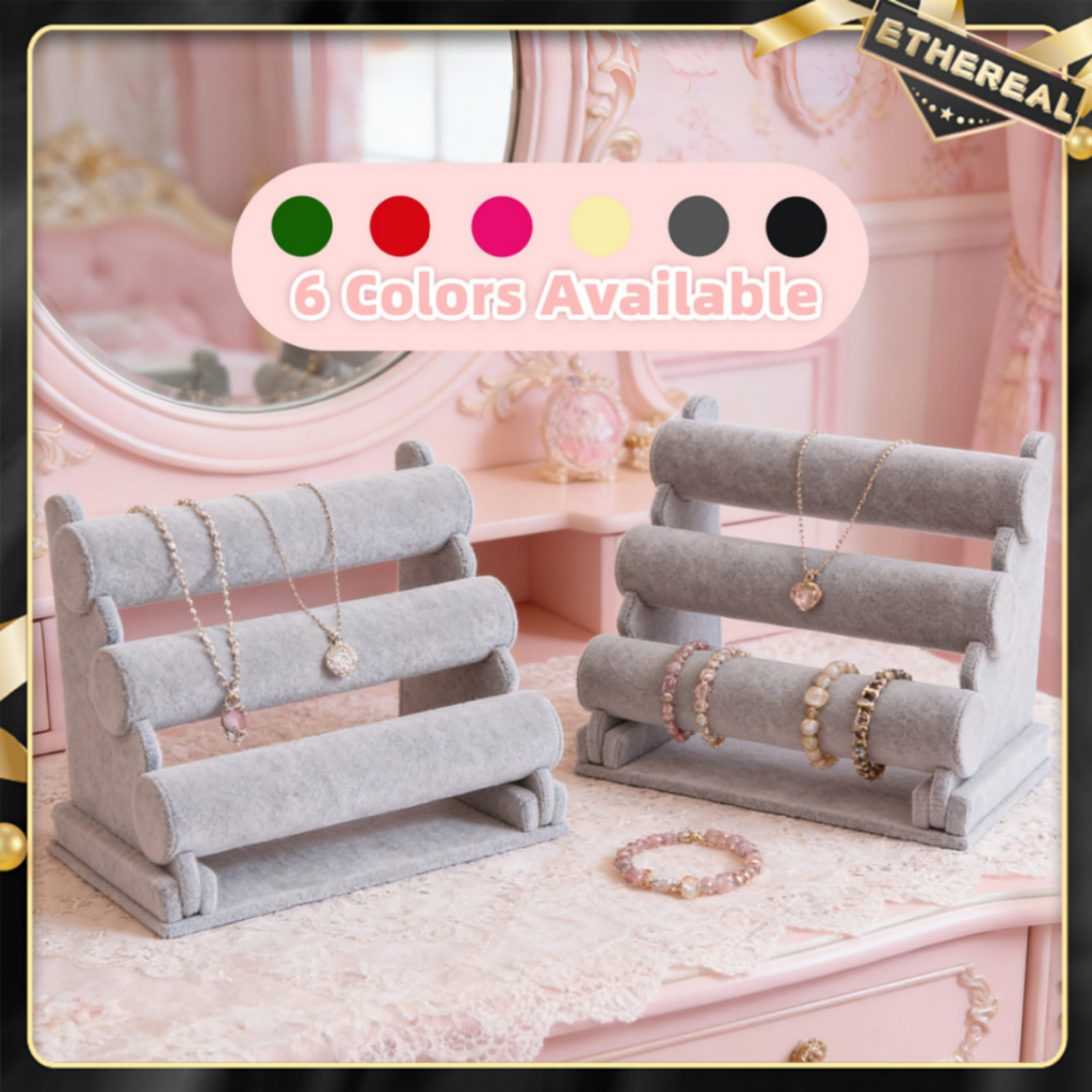 Jewelry Display Stand Velvet Bracelet Watch Jade Gold Jewelry Organizer Holder Rack Storage T-Bar