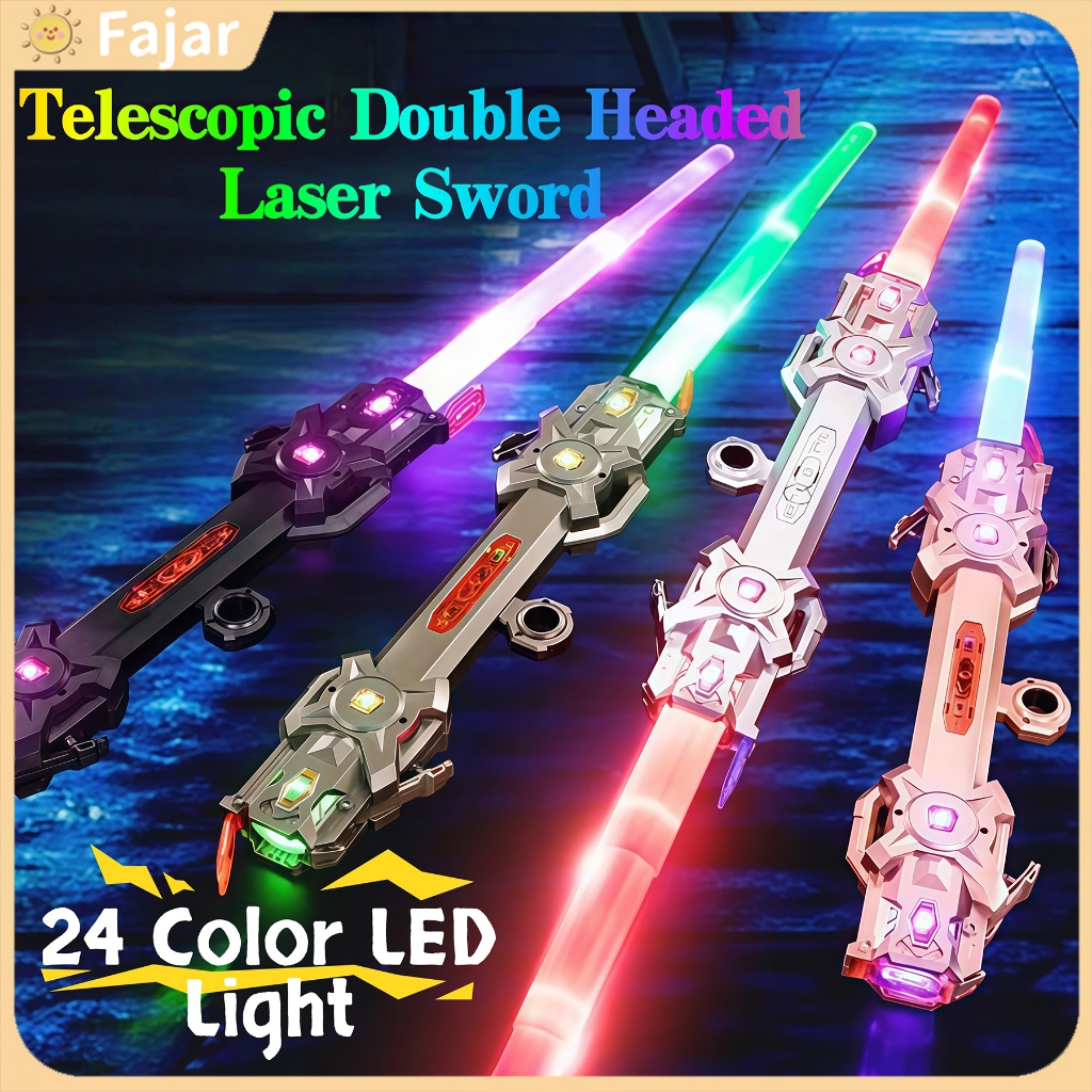 Telescopic Double Headed Laser Sword Toy 24Color LED Light Boy Sword Toy Children Battle Safety Toy