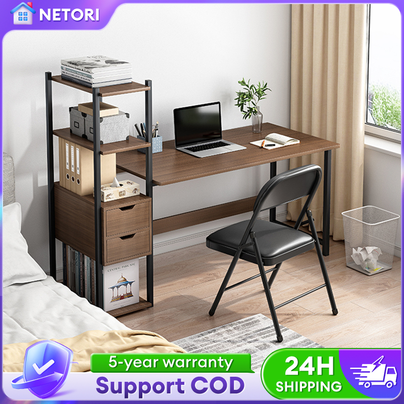 120/90CM Meja Belajar Computer Study Table With Book Shelf Table Home Office Desk Multifunction Work Table Meja Ikea 学习桌