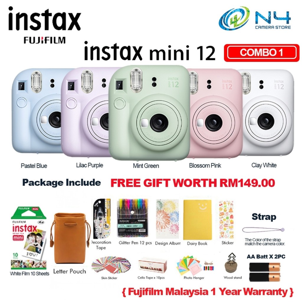 Fujifilm Instax Mini 12 Instant Film Camera (Fujifilm Malaysia Warranty)