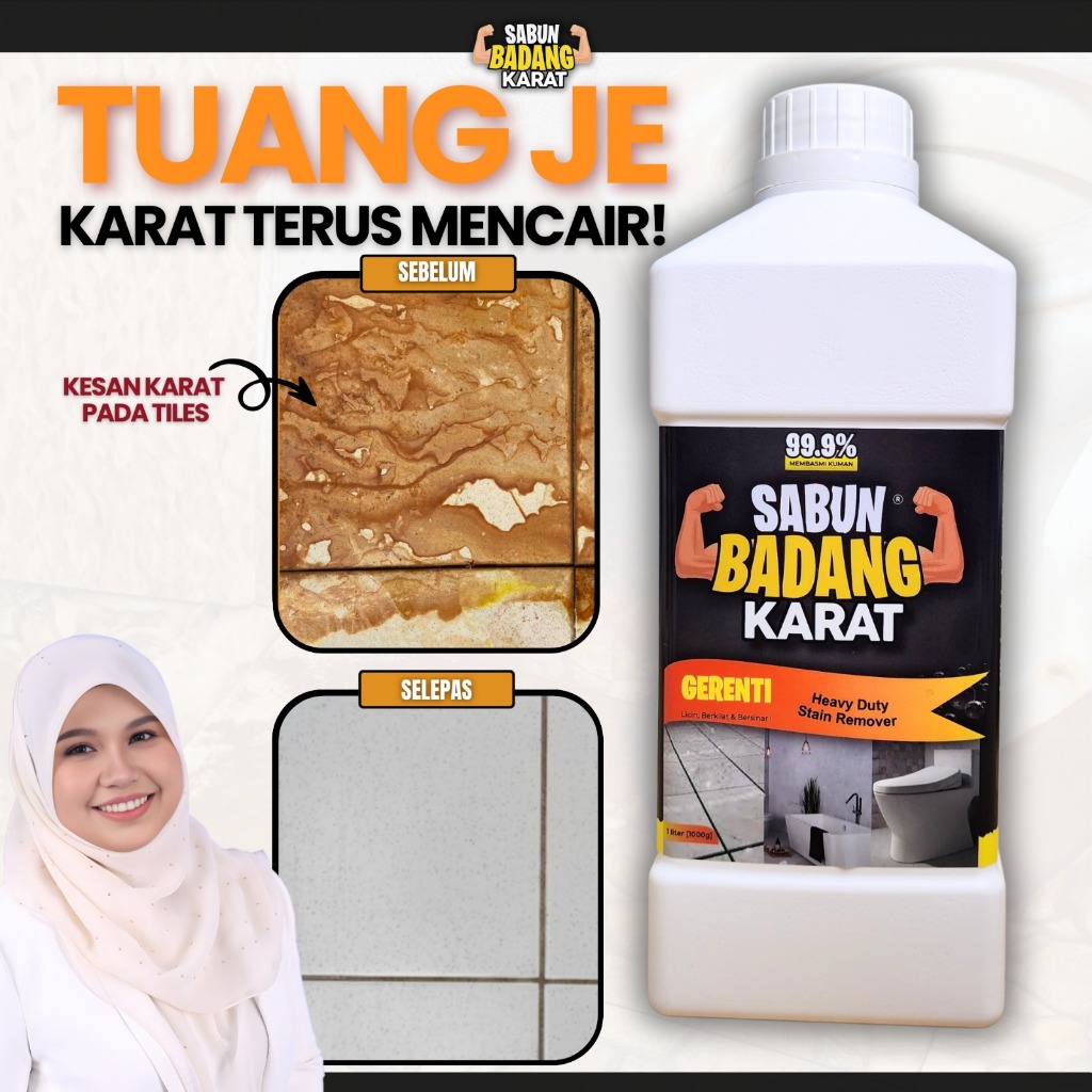 Sabun Badang Karat Viral Berkesan Hilangkan Kesan Lumut Berdaki Hitam Pada Longkang Pasu Meja Batu Lantai Berlumut Kotor