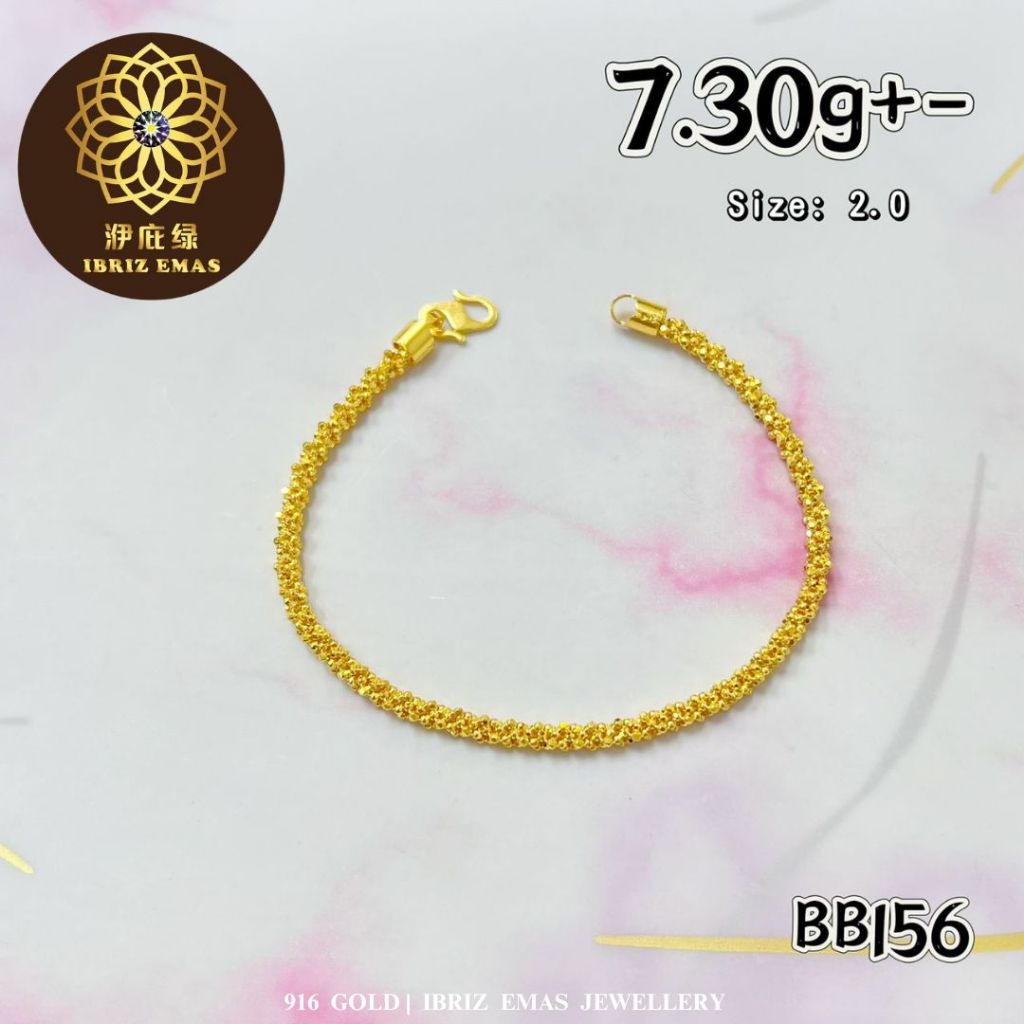 IBRIZ Jewellery BB156 | 916 Gold Bracelet For Woman N-Trax 2 916 Rantai Tangan Emas 916 Original