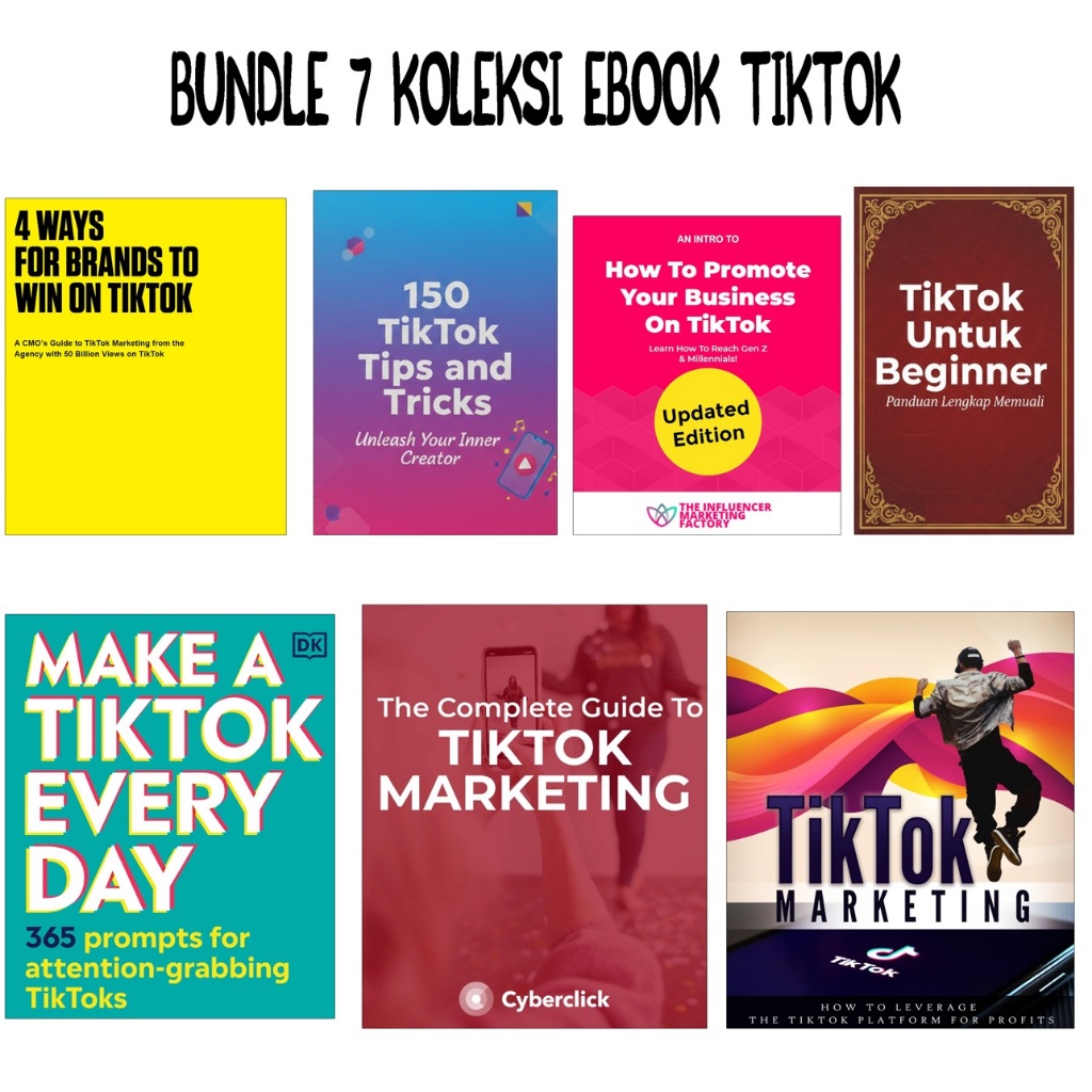 Buku Digital TikTok Marketing Bundle 7 eBooks | Panduan Viral, Growth & Jualan TikTok