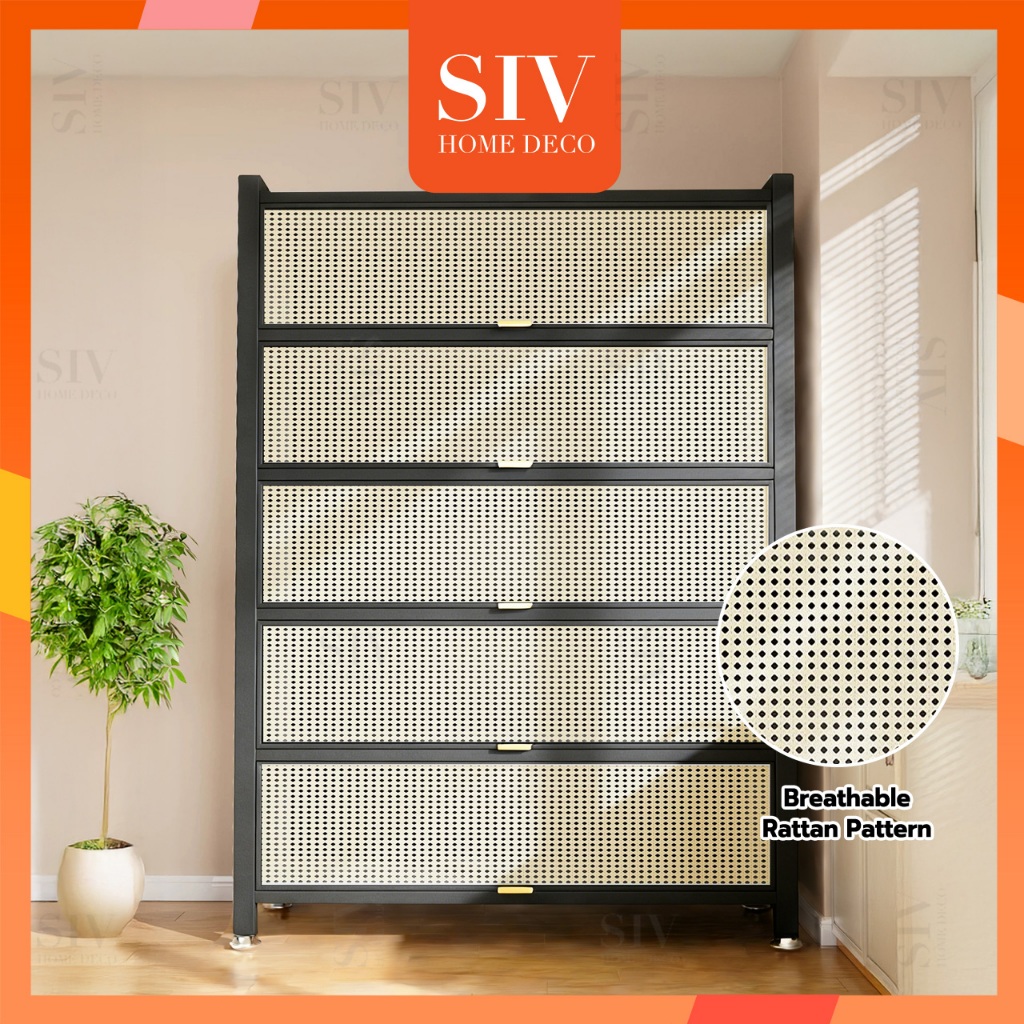 【Rattan Design】SIV Kitchen Storage Cabinet Storage Rack Shelf For Microwave Oven Living Room