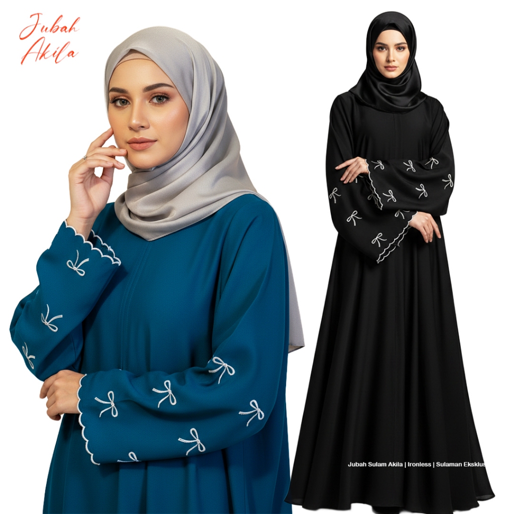 Jubah Sulam Ribbon Akila | Jubah Dress Embroidery – Pilihan Bergaya Sepanjang Masa Coquette