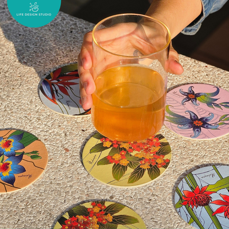 Batik Coaster Bunga Edition (Single Piece) | Malaysian Souvenir, Eco-friendly, Corporate Gift, Door Gift Kahwin