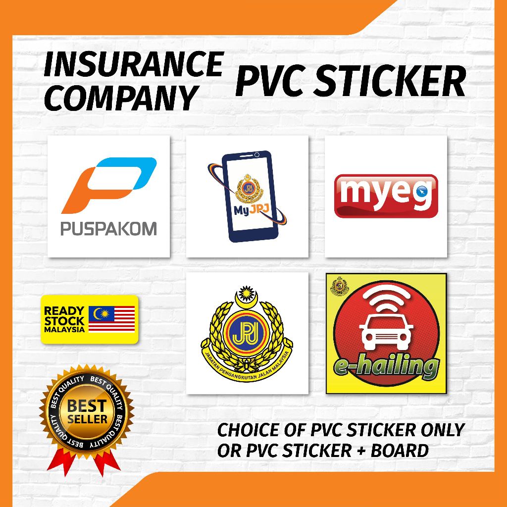 Insurance Company PVC Sticker Sign (15cmx15cm) / Waterproof /Syarikat Insurans /Sticker Kalis Air ✅