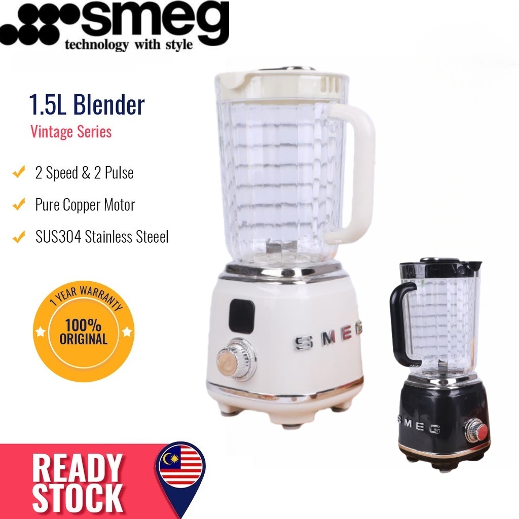 Smeg Retro Juice Blender -  6 Stainless Steel Blade, BPA Free, Easy Clean, Mesin Pengisar Elektrik Blender (1.5L)