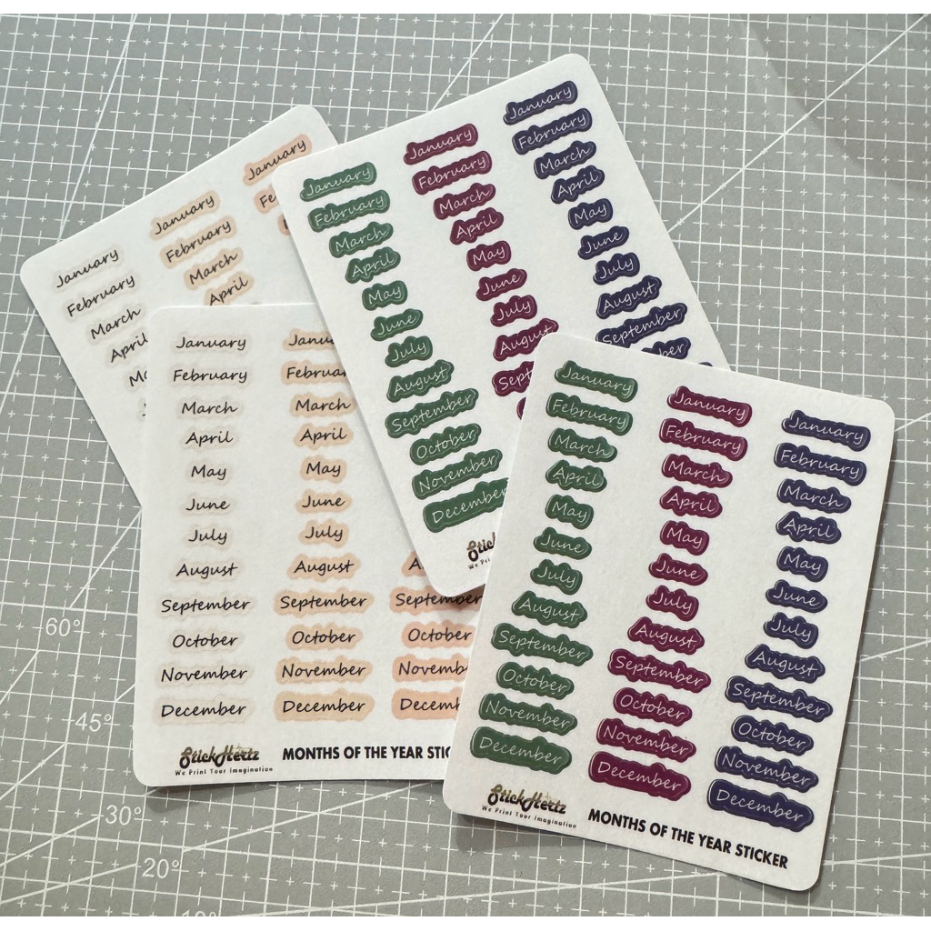 [Niaminz] Stickhertz Mini Small Colourful Months In A Year Planner Sticker For Small Planner (A6, A7, M5)