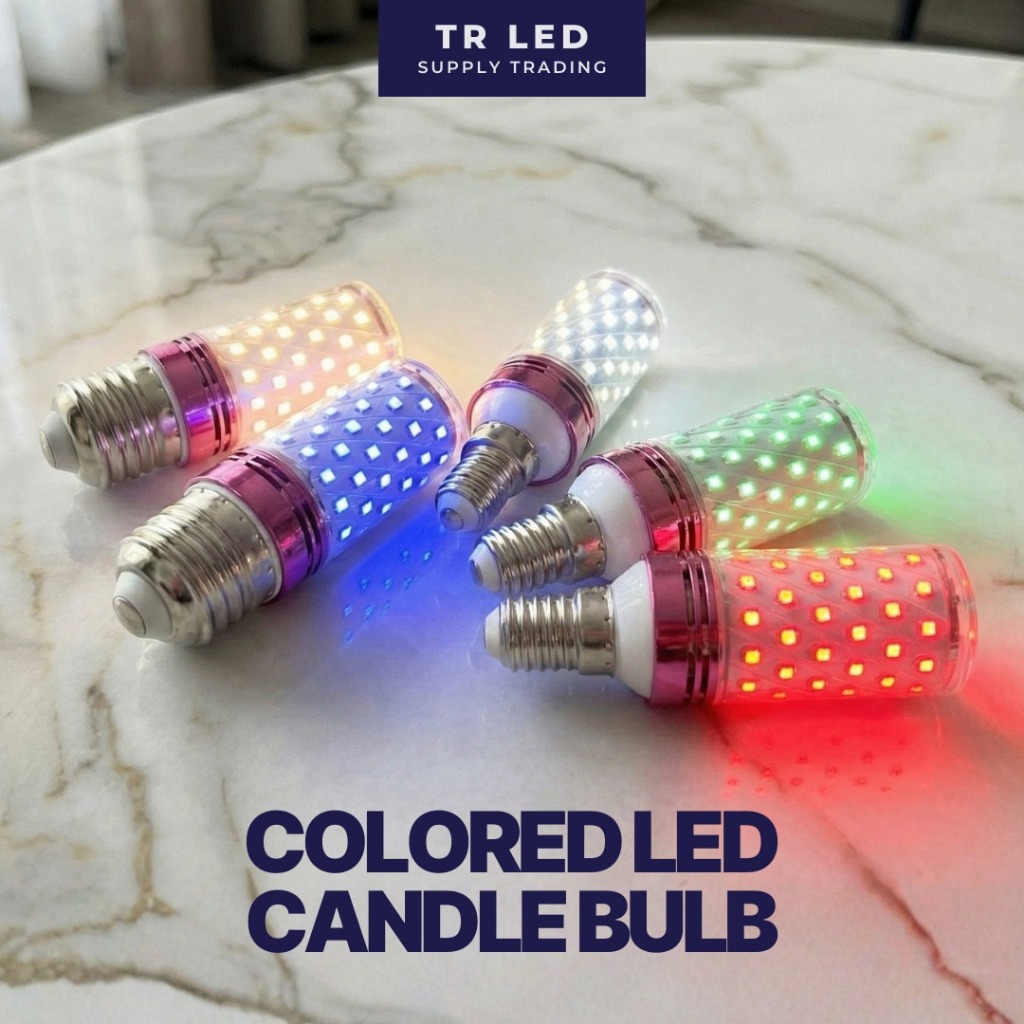 LED Candle Light Bulb 8W [Dimmable] E14 / E27 Screw Base | Red Blue Green & 3000K/6500K CCT Options | Energy Saving Lamp