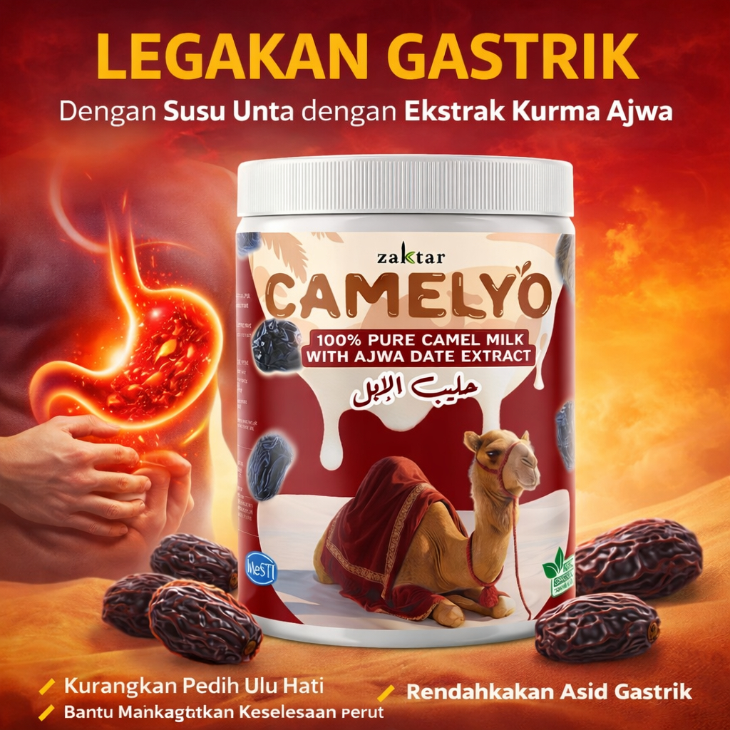 Camelyo Milk Susu Unta 100% Asli Dengan Estrak Kurma Ajwa tiada Gula&krimer Dairy Premium Lebih Kalsium