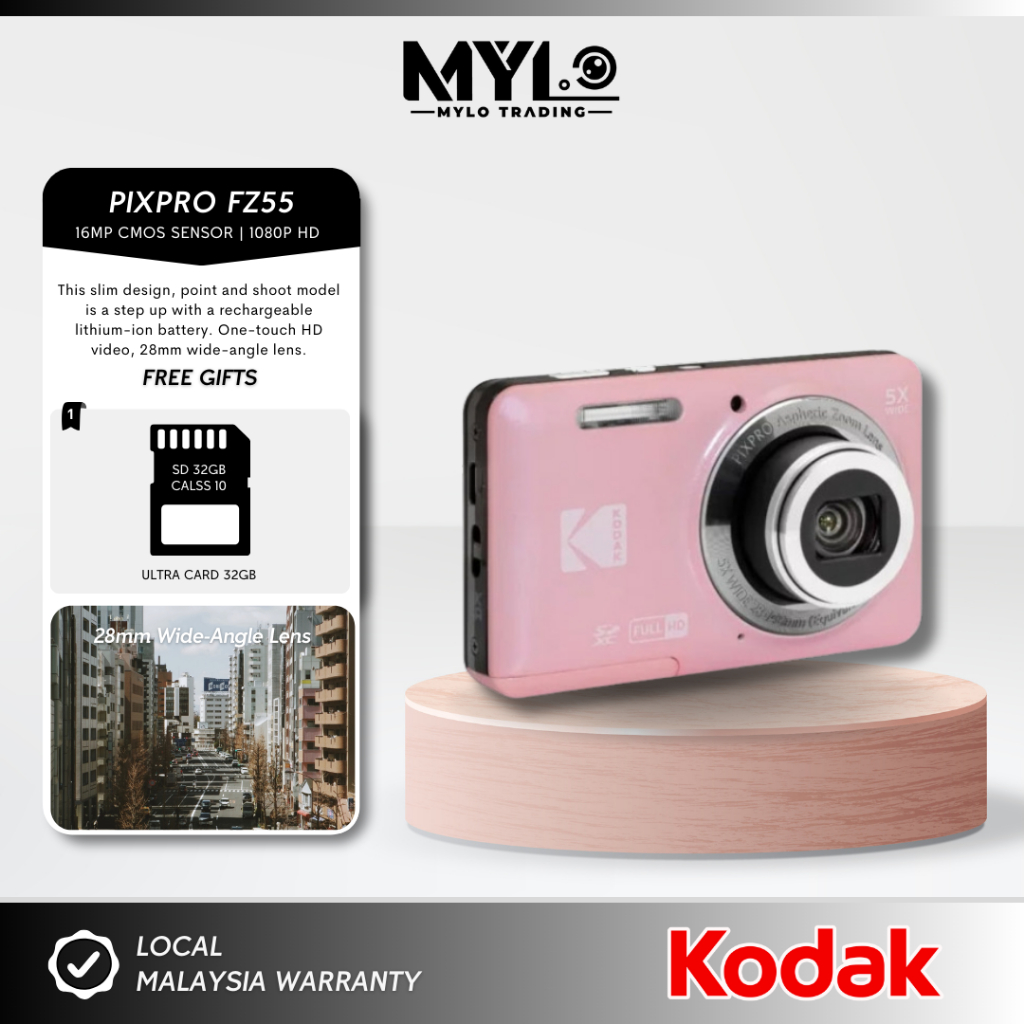 (READY STOCK) - Kodak PIXPRO FZ55 | C1 Friendly Zoom Digital Camera | 16MP 1/2.3" CMOS Sensor | Full HD 1080p Video