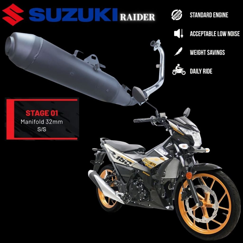 SUZUKI RAIDER 150 BUBD Steel CJ IPOH Back Pressure Low Noise Exhaust