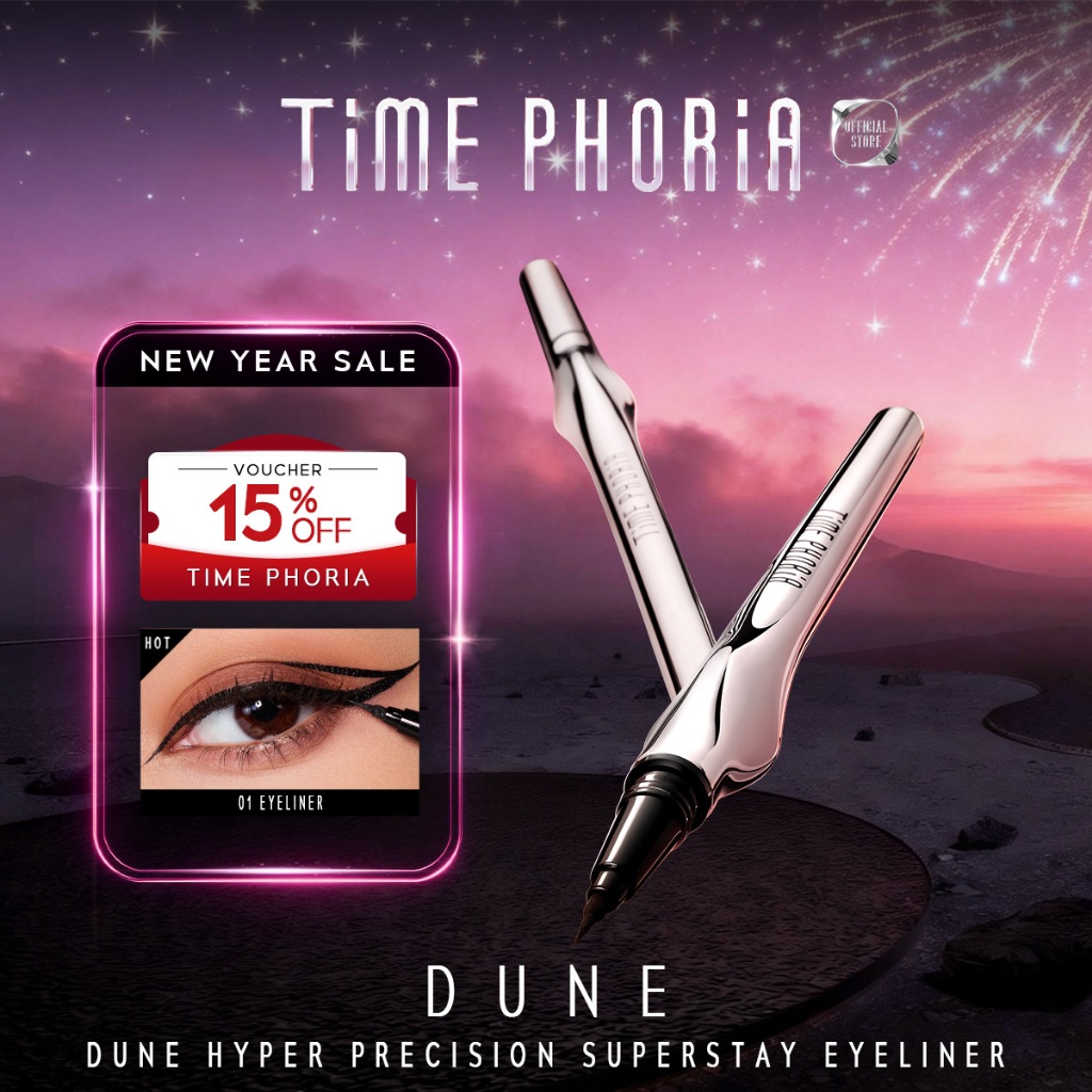 TIMEPHORIA Dune Hyper-Precision Superstay Black Eyeliner Ultra-Fine Nib Smooth Liquid Longlasting Waterproof Anti Smudge