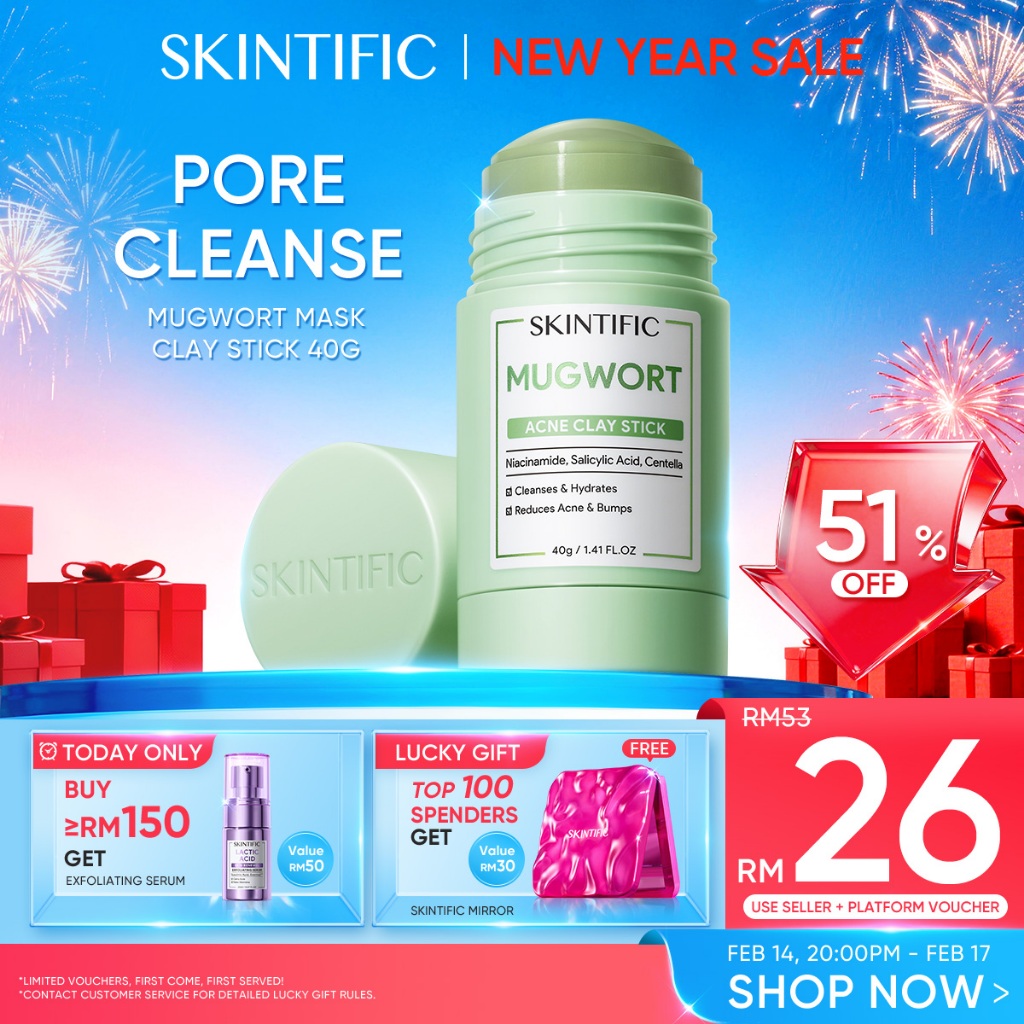 SKINTIFIC Mugwort Acne Clay Stick Calm Soothing Acne Shrink Pores Cleansing Pores & Blackheads Face Mask Muka Centella