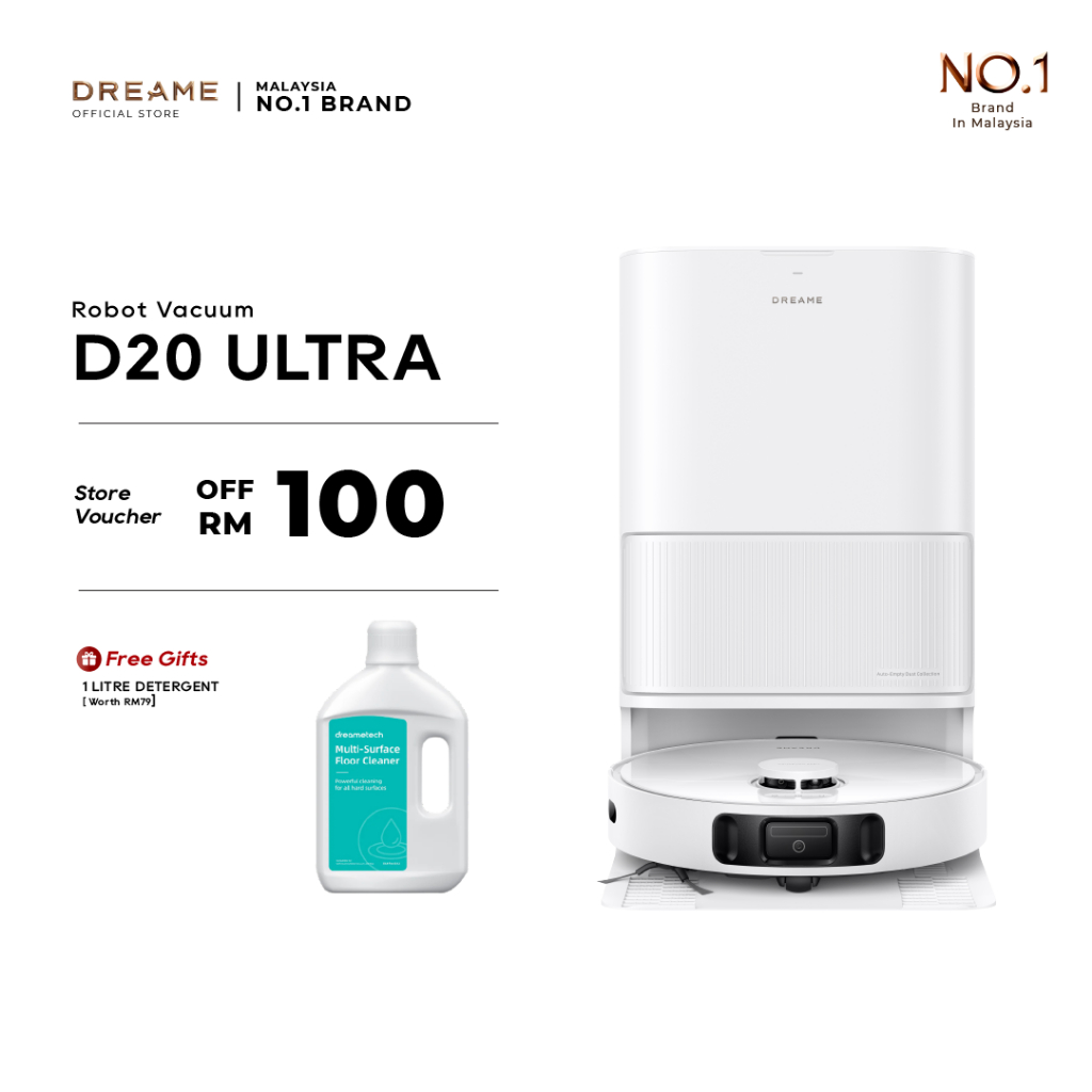 Dreame D20 Ultra Robot Vacuum｜All-in-One Dock with Auto Empty, Wash & Hot-Air Dry, 13,000Pa Vormax™, RoboSwing™, 3DAdapt
