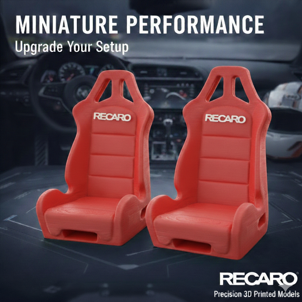 DMAX 3D Printed RC Racing Performance Seat 2pcs - Blue | 1/10 Scale Cockpit Upgrade | Lightweight & Realistic Detail