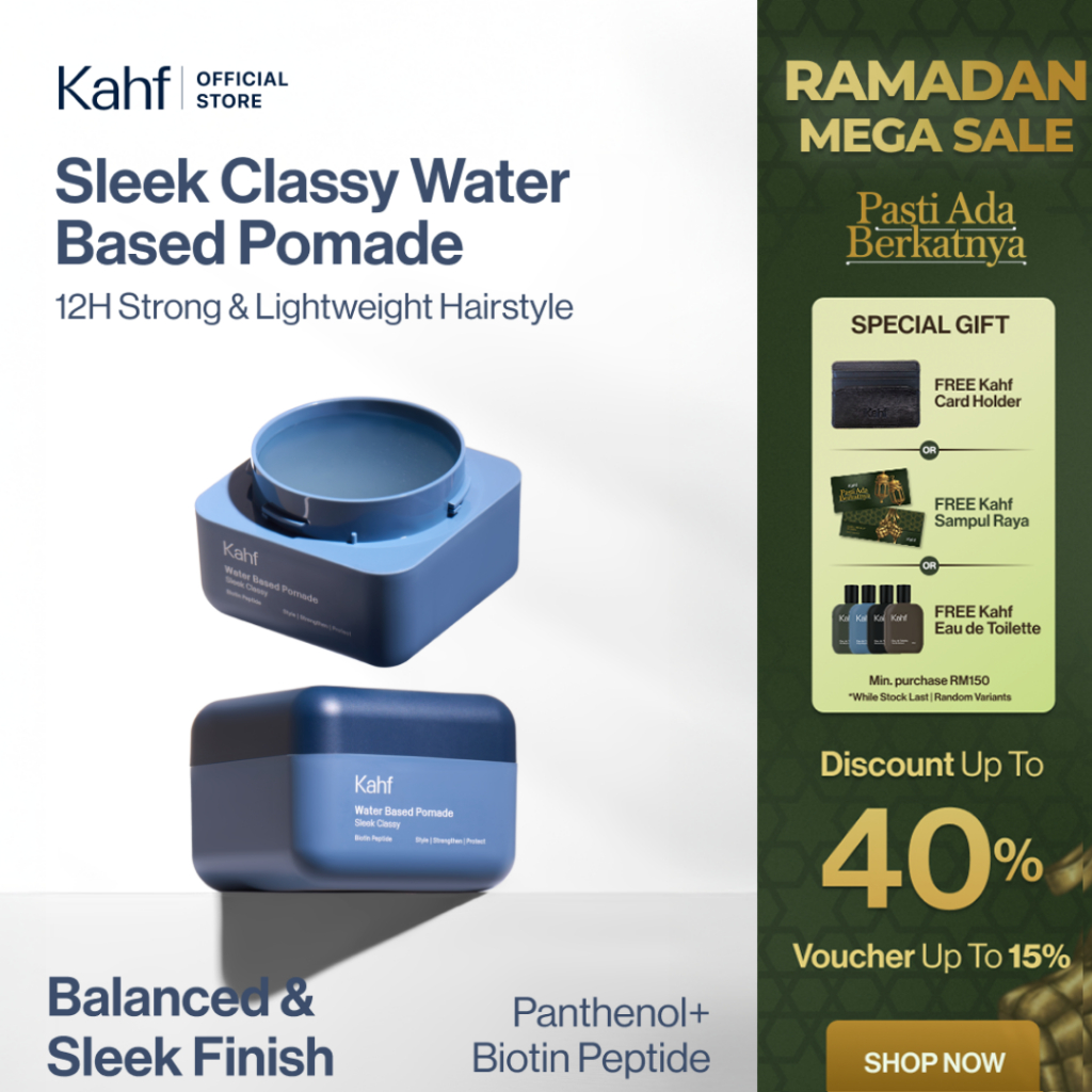 [RAMADAN SUPER BRAND DAY] Kahf Water Based Pomade -12h Strong Hair Styling Product - Easy Wash Easy Application