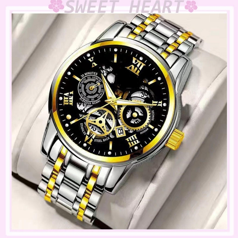 Men's Automatic Quartz Watch Hollow Waterproof Luminous Watch High-End Business Watches Jam Tangan手表