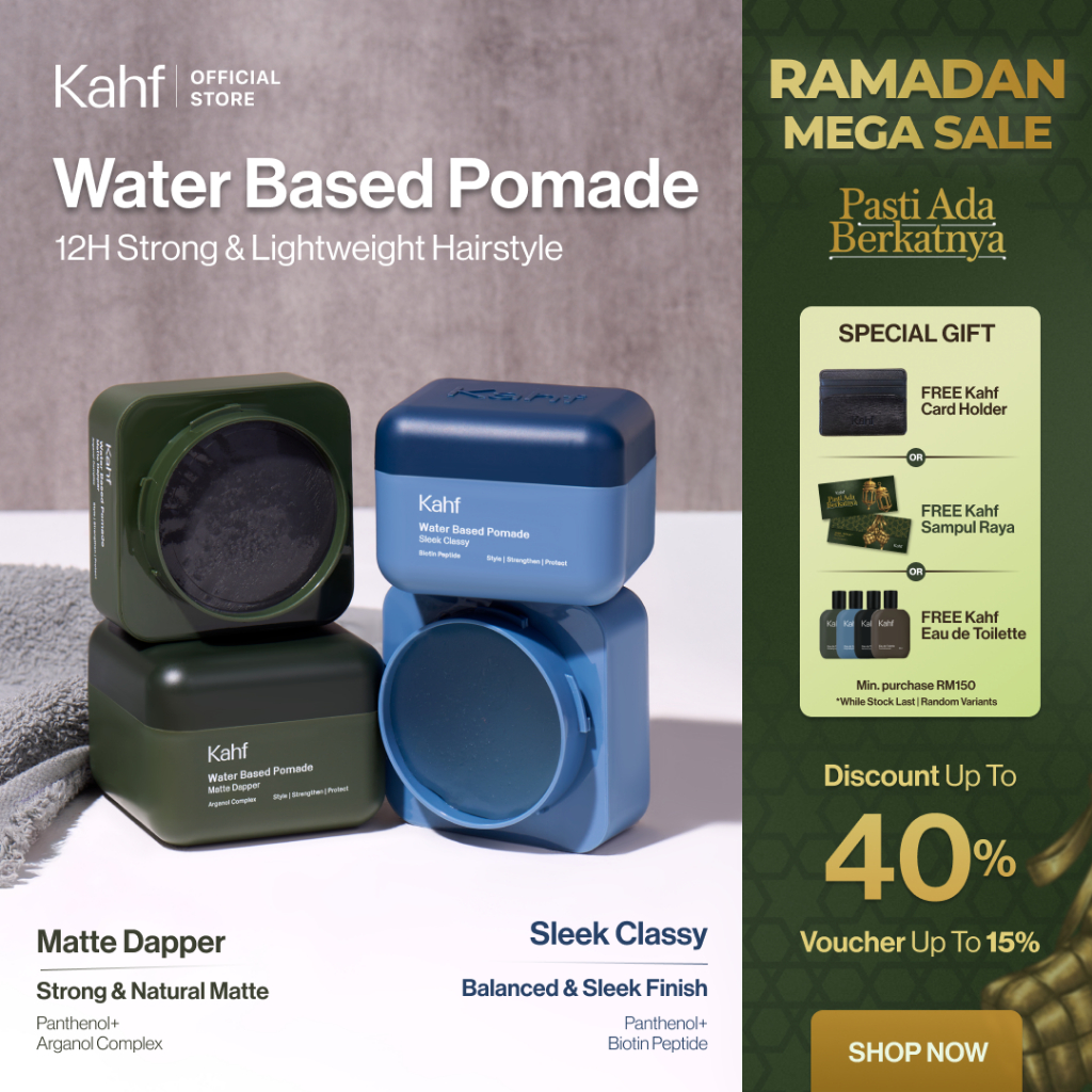 [RAMADAN SALE] Kahf Water Based Pomade -12h Strong Hair Styling Product - Easy Wash Easy Application