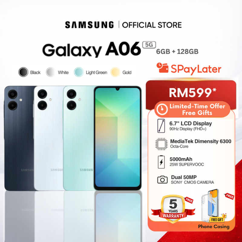 Samsung Galaxy A06 5G | 6.7" Display | 128GB ROM + 6GB RAM | Dual SIM | 5000mAh