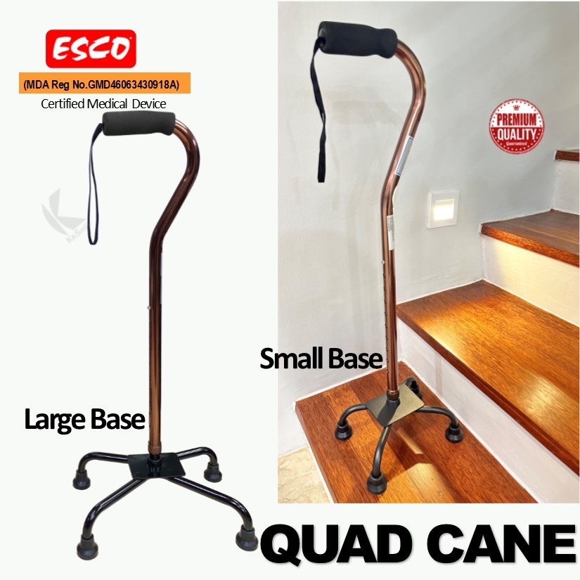 Esco Walking Stick Quad Base | Tongkat Empat Kaki | 四脚拐杖 – Adjustable Height, Anti-Slip Support