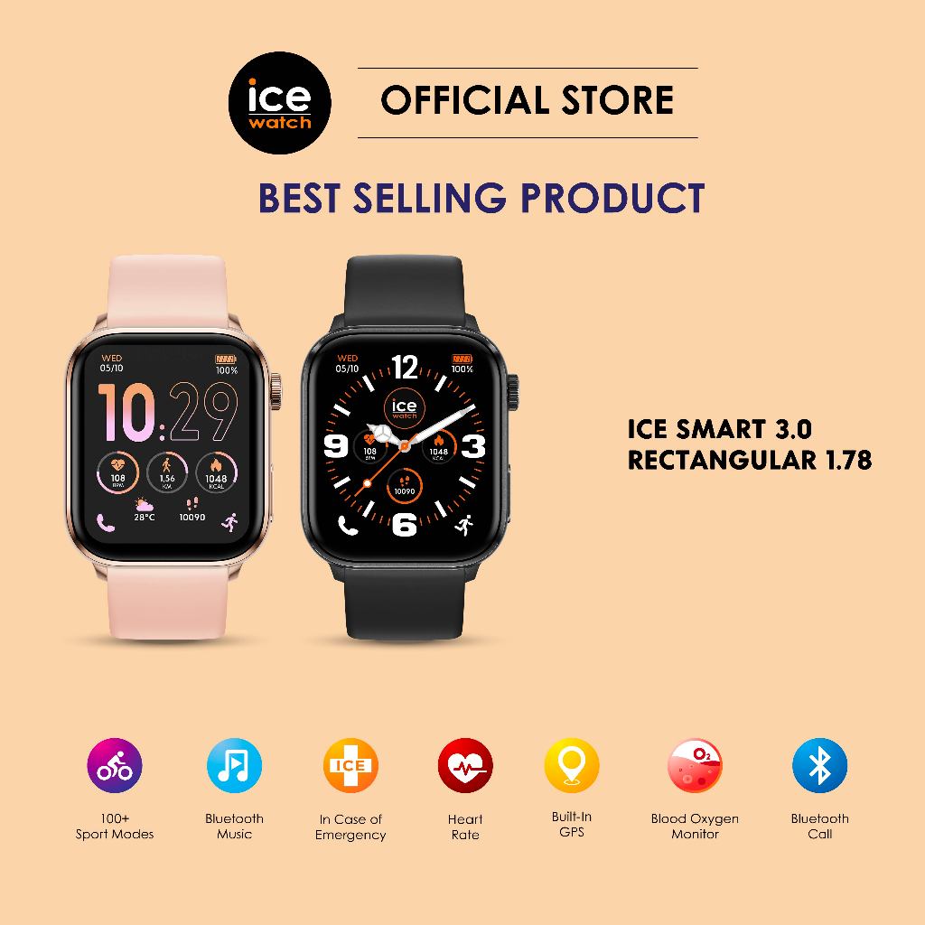 Ice-Watch ICE smart 3.0 rectangular 1.78 | Bluetooth | GPS | Fitness Tracker | AMOLED Display | Lifestyle