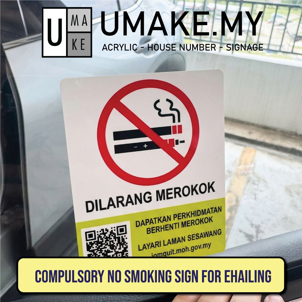 CAR STICKER KKM NO SMKING Dilarang Merokek, Car Signage 2026 for car and ehailing only