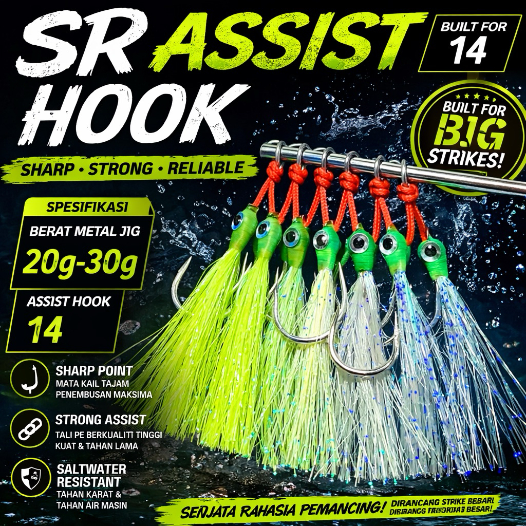 ASSIST HOOK HANDMADE Saiz 14 - Berat Jig 20g-30g ~ HARGA UNTUK 1PCS ~ FOR ULTRALIGHT JIGGING ~ FISHING ITEM
